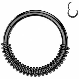 Anneau clicker acier noir � ressort