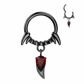 Anneau clicker noir dents de vampire en acier haute pr�cision (oreille, septum...)