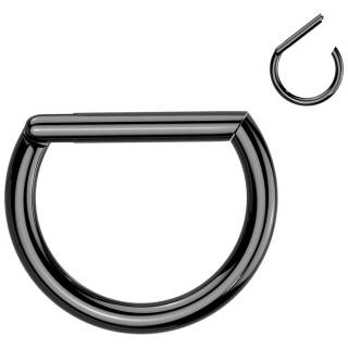 Anneau clicker Titane noir en forme de D (id�al septum)