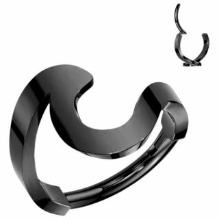 Anneau noir � charni�re design vague (acier haute pr�cision)