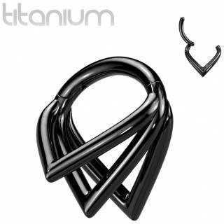 Anneau segment tripl� en Titane noir se terminant en pointes