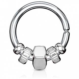 Anneau (tordable) � perles style m�canique - Gris