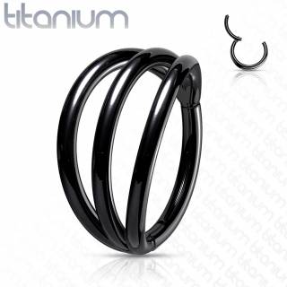Anneau triple en Titane Noir � charni�re (helix, lobe...)