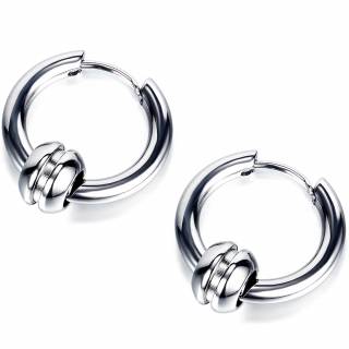 Anneaux d'oreilles homme � perle rainur�e (paire)