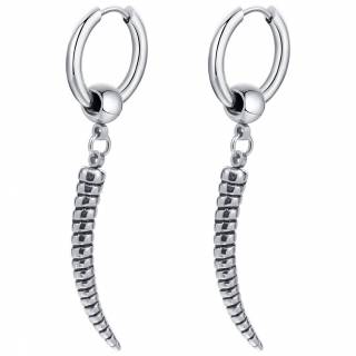 Anneaux d'oreilles � queue d'alien en acier (paire) "XENOLICHNA ARGENTEUS"