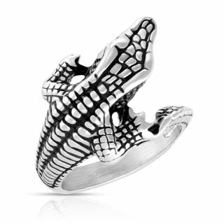 Bague homme acier � alligator