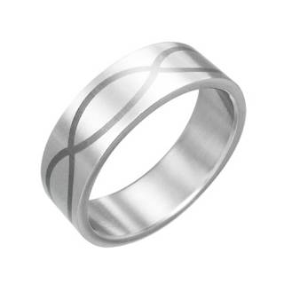 Bague homme acier � courbes crois�es