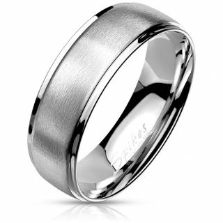 Bague homme acier � bande bross�e "STALROS"