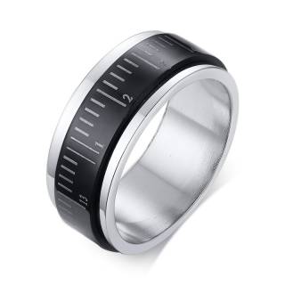 Bague homme acier � bandeau tournant style ruban m�treur