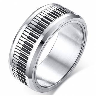 Bague homme acier � clavier piano (anneau anti-stress)