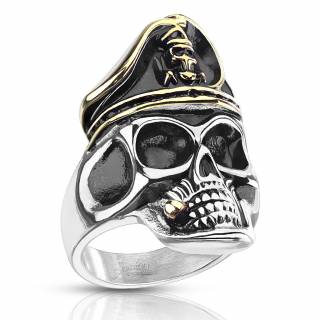 Bague homme acier � crane Capitaine de navire