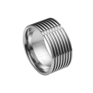Bague homme acier rainur�e � encoche arrondie