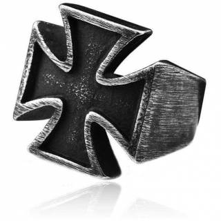 Bague homme croix "Chevalier de l'Ordre de Malte" en acier