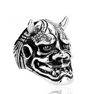 Bague homme en acier � masque de Prajna