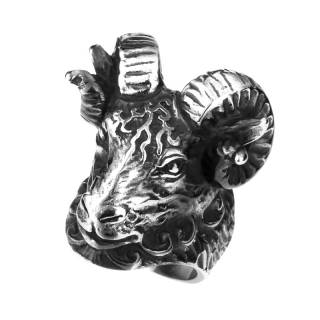 Bague homme en acier � t�te de b�lier