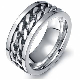 Bague homme en acier � chaine