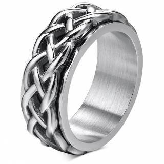 Bague homme en acier � racines celtiques (bandeau tournant)