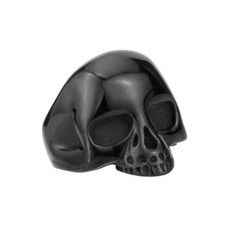 Bague homme gothique en acier � crane noir sans machoire inf�rieure