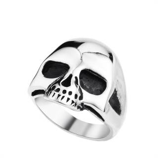 Bague homme gothique en acier � crane sans machoire inf�rieure