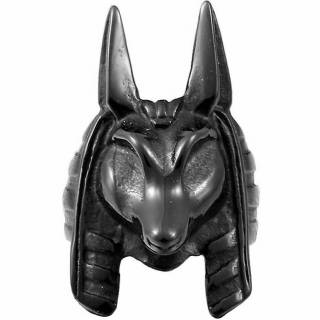 Bague homme t�te d'Anubis en acier noir
