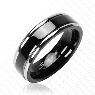 Bague homme titane Black Silver