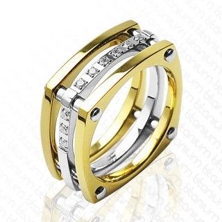Bague homme titane Gold Square