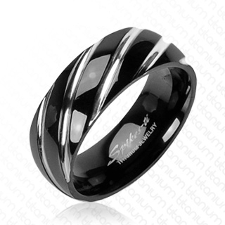 Bague noire pour homme en titane Spiral
