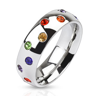 Bague mixte acier d�me multicolore