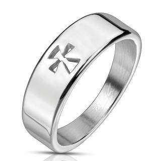 Bague mixte en acier � petite croix celtique ajour�e