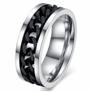 Bague mixte en acier � chaine noire