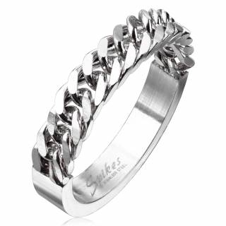 Bague mixte en acier inox � maillons style gourmette
