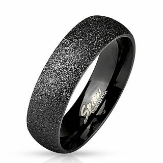 Bague mixte en acier noir poli et sabl�