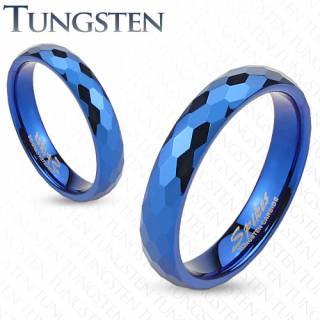 Bague mixte en tungst�ne bleu � facettes