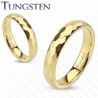Bague mixte en tungst�ne dor� � facettes