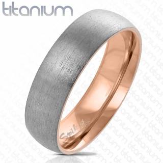 Bague titane mixte grise et cuivr�e duo de finitions
