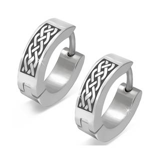 Paire de boucles d'oreilles acier � motif tress�