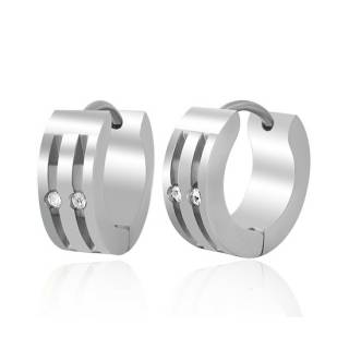 Paire de boucles d'oreilles homme � encoches serties