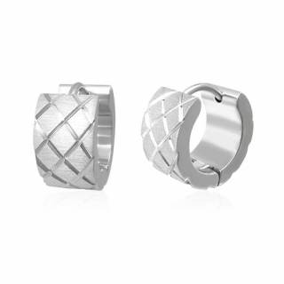 Paire de boucles d'oreilles homme � lignes crois�es