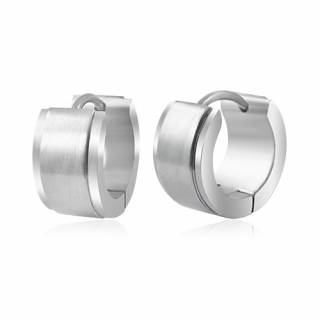 Paire de boucles d'oreilles homme acier bross�