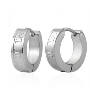 Paire de boucles d'oreilles homme acier � chiffres romains