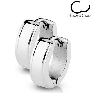 Boucles d'oreilles homme en acier � bords rainur�s (paire)