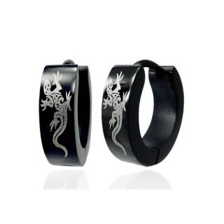 Paire de boucles d'oreilles homme l�zard style Maori