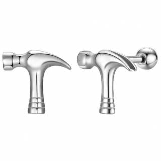 Boucles d'oreilles barbell Marteau � clou en acier (Paire)