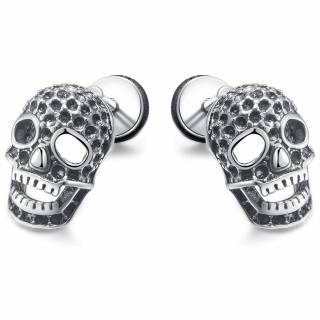 Boucles d'oreilles cranes martel�s en acier (paire)
