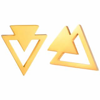 Boucles d'oreilles dor�es double triangle en acier (paire)