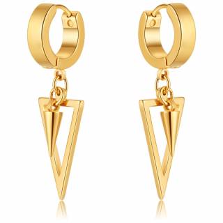 Boucles d'oreilles dor�es � triangle et pointe suspendues en acier (Paire)