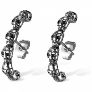 Boucles d'oreilles gothiques acier � arc de cranes (Paire)