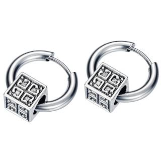 Boucles d'oreilles homme acier � cube myst�rieux (paire)