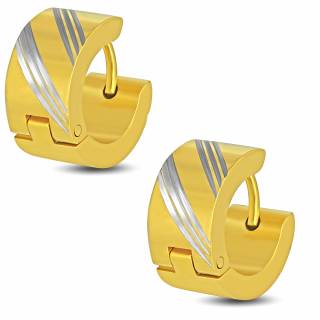 Boucles d'oreilles larges dor�es en acier � griffes (Paire)