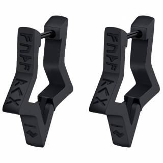 Boucles d'oreilles noires Pentacle � runes vikings en acier